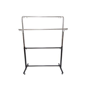 Adjustable Double Garment Rail finished in black & chrome