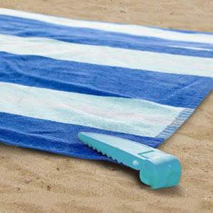 Caraselle Pack of 4 x Blue Beach Towel Clips. Designed & Made in The UK.