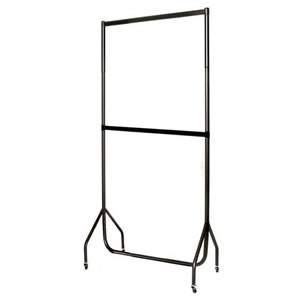 3' Black Extended Garment Rail with Extension Pieces and Centre Rail