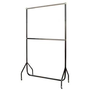 4' Black Garment Rail, Extension Pieces, Chrome Top & Centre Rail