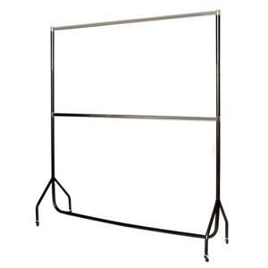 6' Wide 6'1" High Black Garment Rail. Chrome Top & Centre Rail