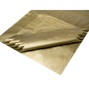 1 Pack of 10 sheets of Deluxe Metallic Gold Colour Acid Free Bleed Resistant Unbuffered Tissue Paper 500 x 700