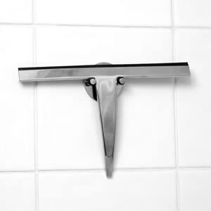 Chrome Shower Wiper Blade with self adhesive chrome wall holder