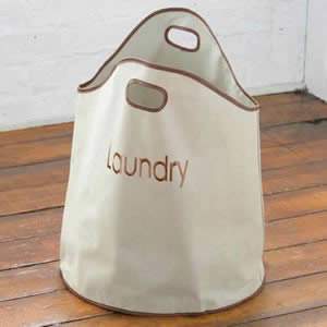Beige Nylon Laundry Hamper