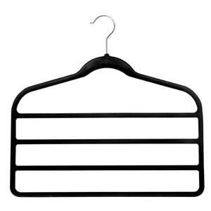4 Bar Non-Slip Huggable Trouser Hanger in Black. 45cms wide, 43cm high & only 5mm wide