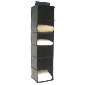 Deluxe Black Leatherette 6 Pocket Hanging Sweater Organizer 122 x 30 x 30cms