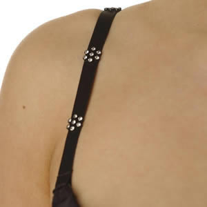 Caraselle Jewelled Bra Strap Black Elastic With Diamonte