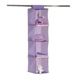 Kids Hanging Organizer in Lilac - 4 Shelves