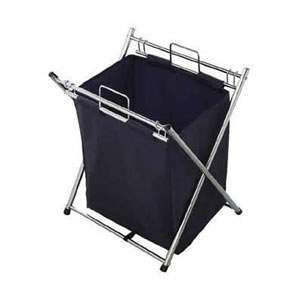 Chrome & Blue Laundry Hamper