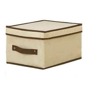 One Foldable Storage Box With Lid - Cream Nylon