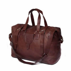 Large Deluxe Saccoo Soft Brown Leather Luxury Weekend Travel Bag 53 x 25 x 40 cms.  Designed by JanPaul Bosboom in The Netherlands