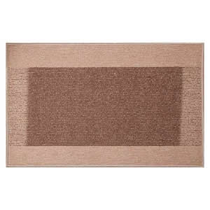 Machine Washable Madras Door Mat 50 x 80 cms in Beige & Brown