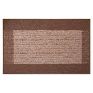 Machine Washable Madras Door Mat 50 x 80 cms in Brown & Beige