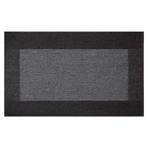 2 x Machine Washable Madras Door Mats 50 x 80 cms in Dark & Light Charcoal Grey