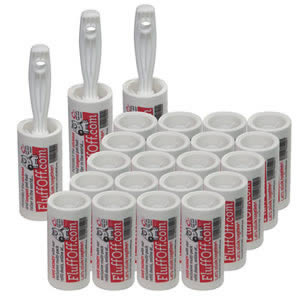 The Caraselle pack of 3 x FluffOff Sticky Roller Brushes & 20 x Roller Refills