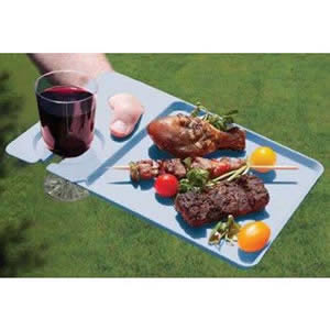 Pack of 4 Blue Plastic Dining Trays 30 x 20 x 1cm
