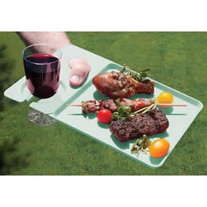 Pack of 4 Green Plastic Dining Trays 30 x 20 x 1cm