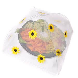 Caraselle Pop-Up Large Mesh Food Cover Umbrella In Polyester with Sunflowers Design 48 x 48 cm
