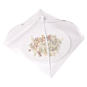 Caraselle Pop-Up Mesh Food Cover Umbrella In Polyester. White with Tiny White Spots. 30 x 30 cm 18 cm