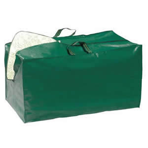Jumbo Cushion Storage Zipped Bag in Dark Green Tough Woven Polyethylene with handles 90x46x56cm