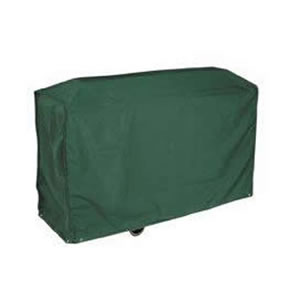 Deluxe Dark Green Wagon BBQ Cover in High Quality PVC Backed Polyester UV Stabilised against the Sun. 124 x 91 x 61 cms. Made by Bosmere.