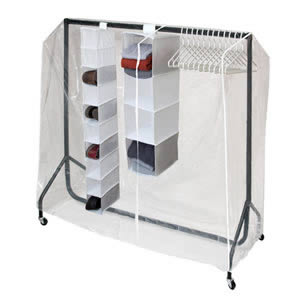The Caraselle Student 6' Clothes Rail Pack, Black & White - The Instant Wardrobe Solution.Clothes Rail & Rail Cover + 2 Hanging Organizers & 12 Hangers