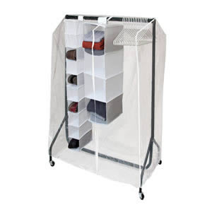 The Caraselle Student 4' Clothes Rail Pack, Black & White - The Instant Wardrobe Solution.Clothes Rail & Rail Cover + 2 Hanging Organizers & 12 Hangers