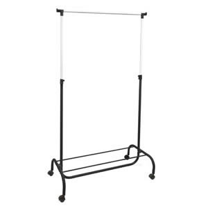 Black & Chrome Garment Rail with Shoe Rack