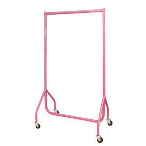 3ft Bespoke Custom Coated Pink Garment Rail with 3inch heavy duty castors