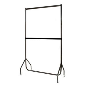 4ft All Black Extended Garment Rail with Black Extension Pieces and Black Centre Rail