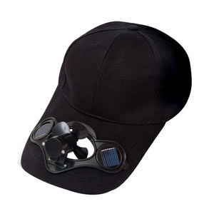 Caraselle Solar Powered Black BaseBall Cap with Fan