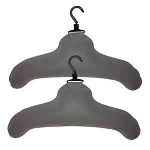 Pack of 2 Grey Flock Finish Non-Slip Inflatable Hangers with Rotating Hook
