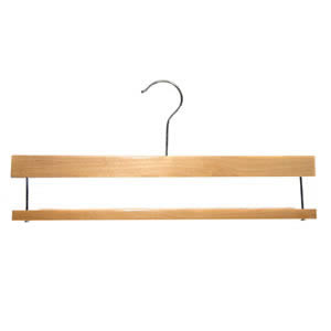 Caraselle Deluxe Wooden Trouser Hanger with Non-Slip Bar with Adjustable Bar 35cm wide