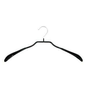 Black Bulbous Non-Slip Tops Hanger with Extra Wide Support for Shirts & Jackets