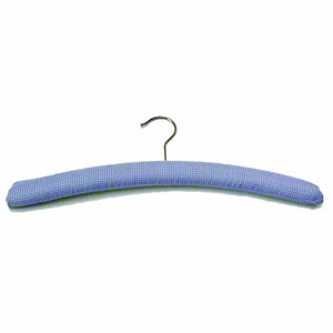 Caraselle New Light Blue Gingham Padded Hanger with Chrome Swivel Hook 40cm wide