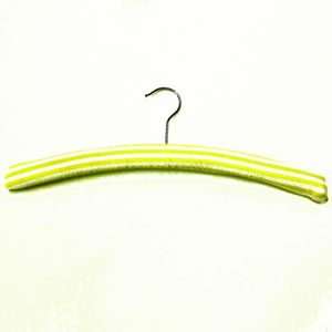 Caraselle New White & Yellow Striped Cotton Padded Hanger with Chrome Swivel Hook 40cms wide