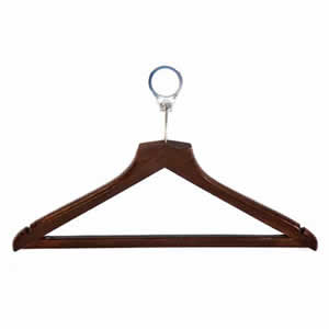 Hotel Security Hanger with Non-Slip Trouser Bar dark stain Beechwood