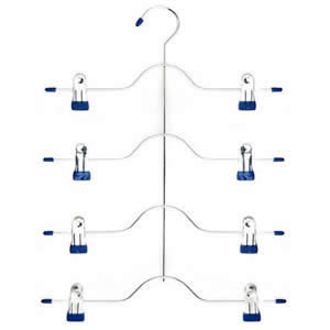 Metal Jumbo Spacesaver Hanger with Chrome Finish, 4 Bars & 8 Strong Adjustable Clips, 33cm wide & 49cm High