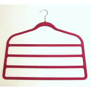 4 Bar Non-Slip Huggable Trouser Hanger in Deep Pink. 45cms wide, 43cm high & only 5mm deep