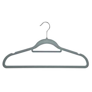 Non-Slip Huggable Hanger in Light Green with Tie/Belt Bar & Notches 45cm wide & 25cm high