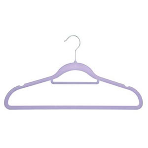 Non-Slip Huggable Hanger in Lilac with Tie/Belt Bar & Notches 45cm wide & 25cm high.