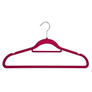 Non-Slip Huggable Hanger in Plum with Tie/Belt Bar & Notches 45cm wide & 25cm high