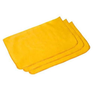 Pack of 3 Quality 100% Cotton Yellow Dusters 50 x 40cm (20" x 16" approx)