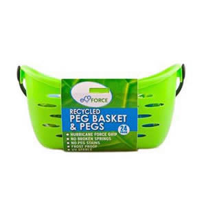 Ecoforce Peg Basket with a pack of 24 Strong Grip Clothes Pegs