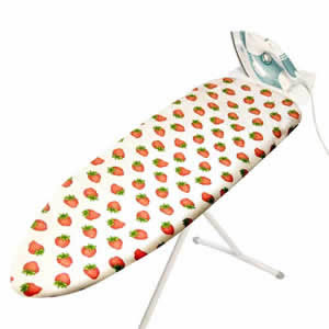 STRAWBERRIES Design 100% Cotton Ironing Board Cover with Thick Foam Backing. Ironing Board not included