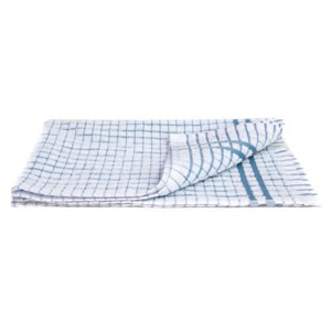 Caraselle Deluxe Terry Tea Towel in Small Blue Check. 100% Egyptian Cotton. 41 x 66cm