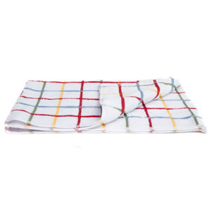 Caraselle Deluxe Terry Tea Towel in Multi Colour Check. 45 x 70cm 100% Egyptian Cotton