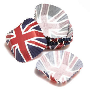 Caraselle Pack of 72 Medium Cupcake Paper Cases with Union Jack Design