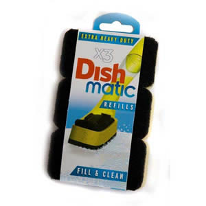 3 Extra Heavy Duty Dishmatic Black Refill Sponges
