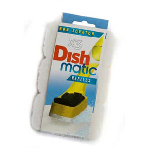 3 Non Scratch Dishmatic White Refill Sponges